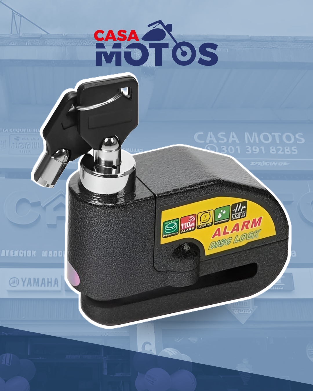 Seguro alarma freno disco.