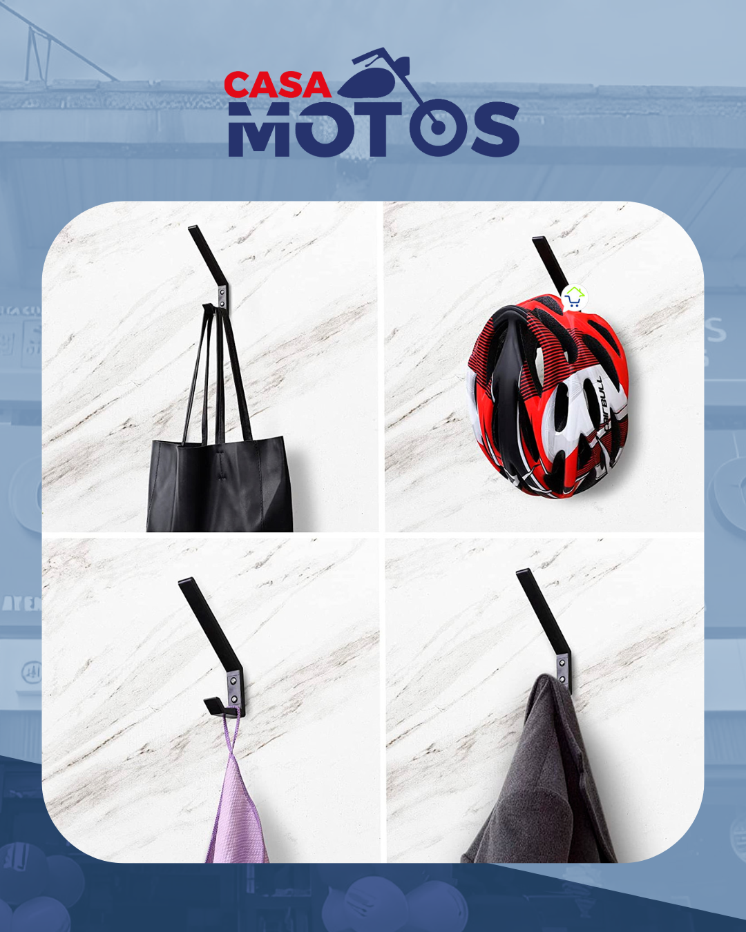 2 Soportes para casco e indumentaria